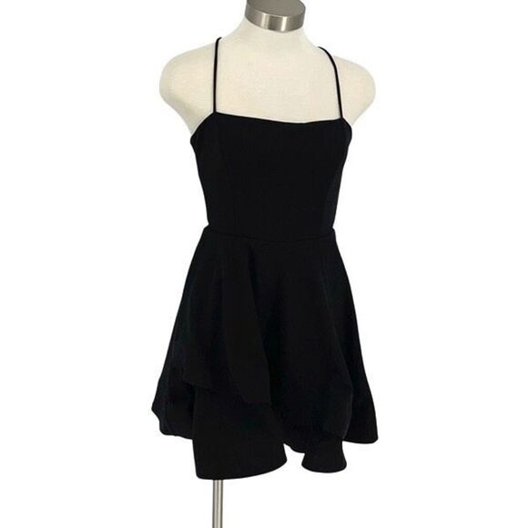 Windsor Womens Crisscross Back Lined Mini Fit‎ & Flare Dress Black Size Small - Picture 1 of 10